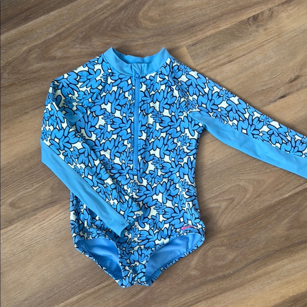Blue Floral Kids Swimwear